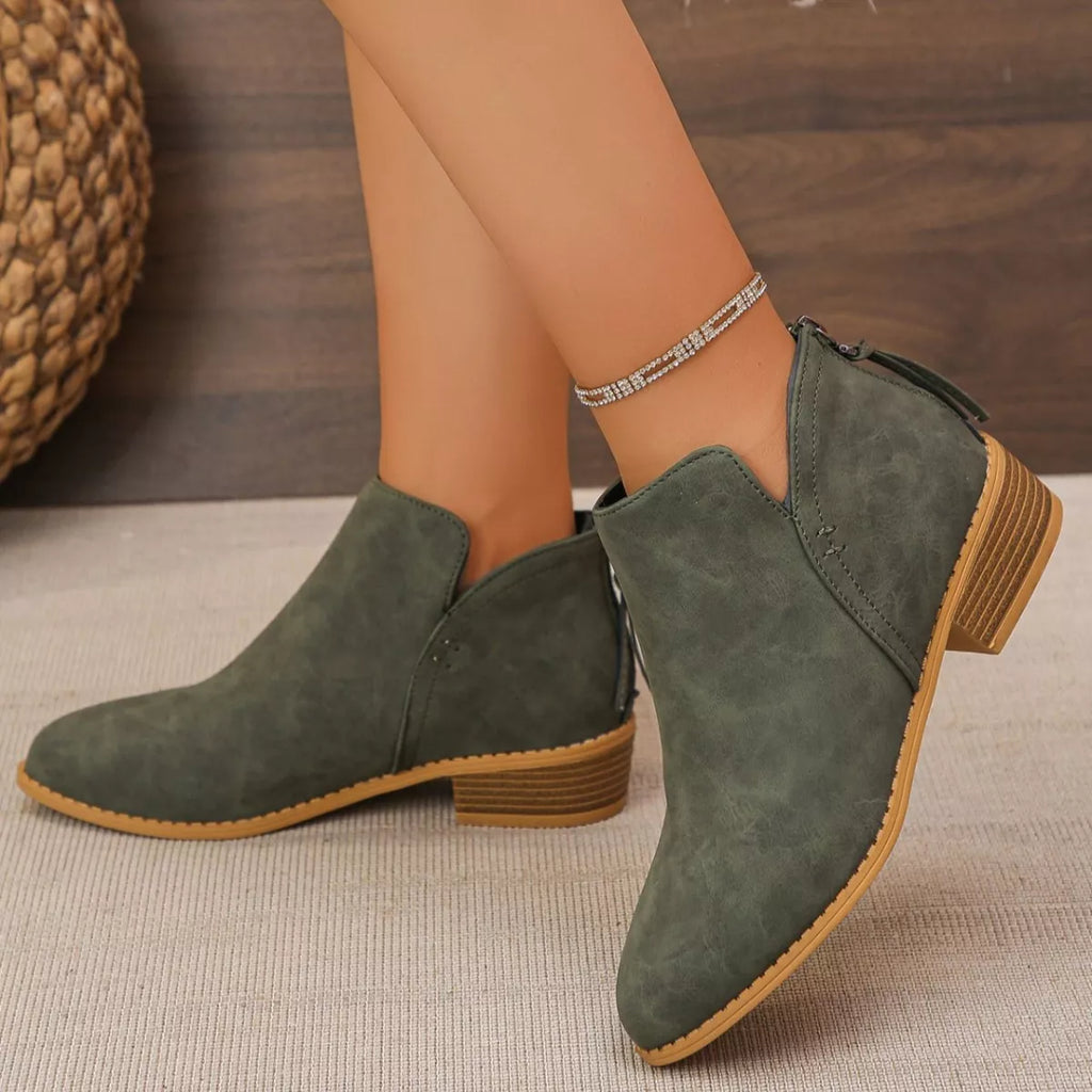 Point Toe Block Heels Boots