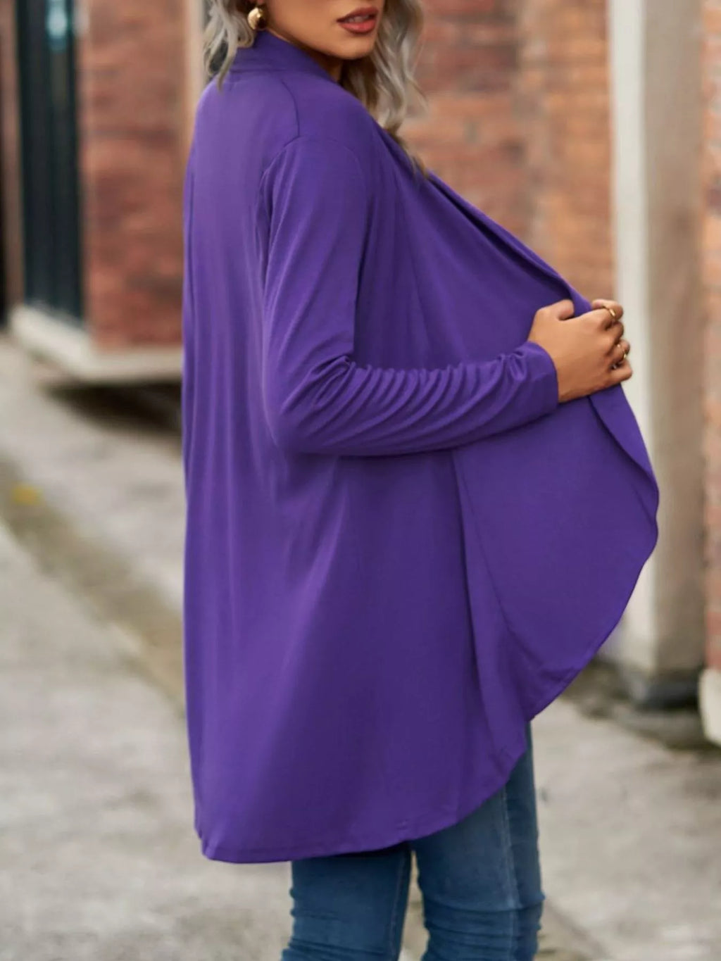 Open-Front Dropped Shoulder Cardigan