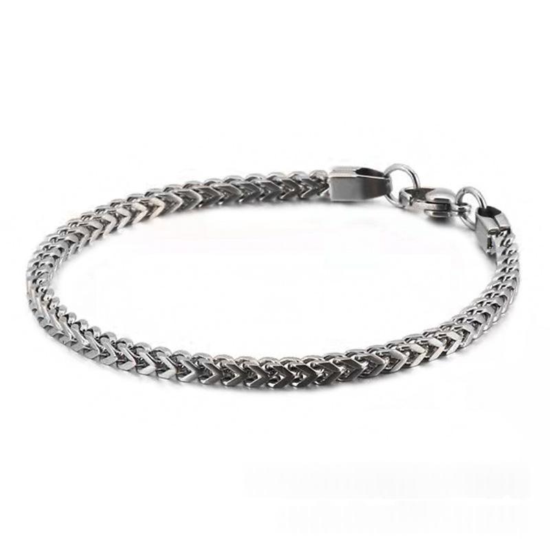 Minimalist European-American Instagram-style Mens 304 Stainless Steel Double-sided Fish-scale Bracelet