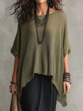 Full Size Loose Knit Round Neck Top Plus Size