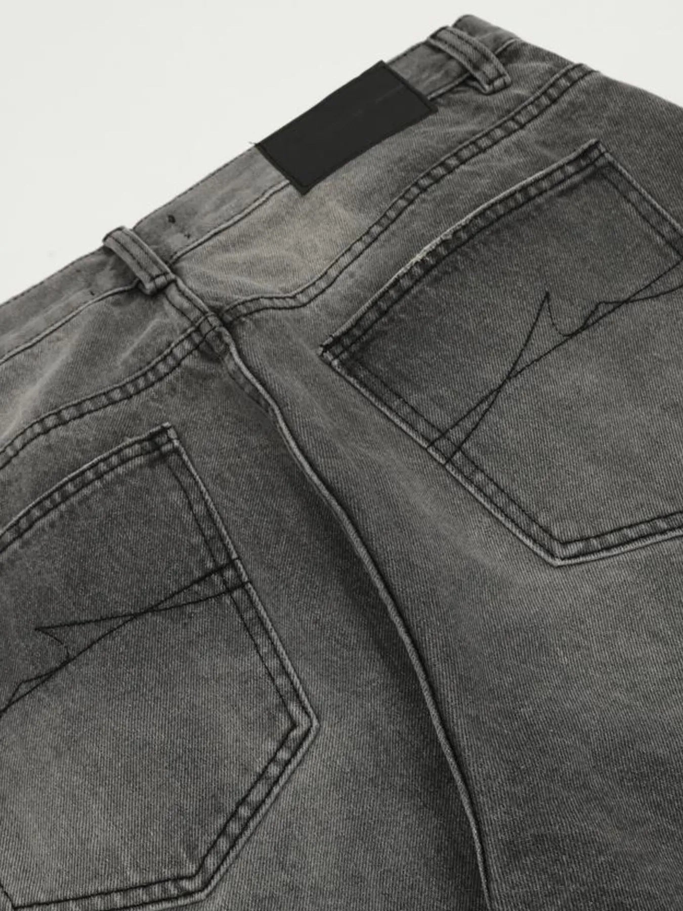 Men's Vintage Washed Distressed Wide-Leg Jeans