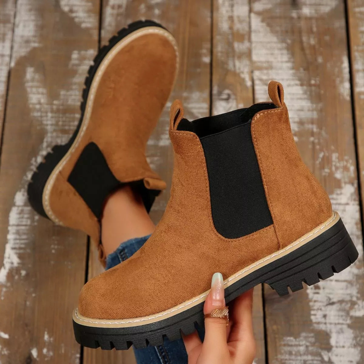 Round Toe Block Heels Boots