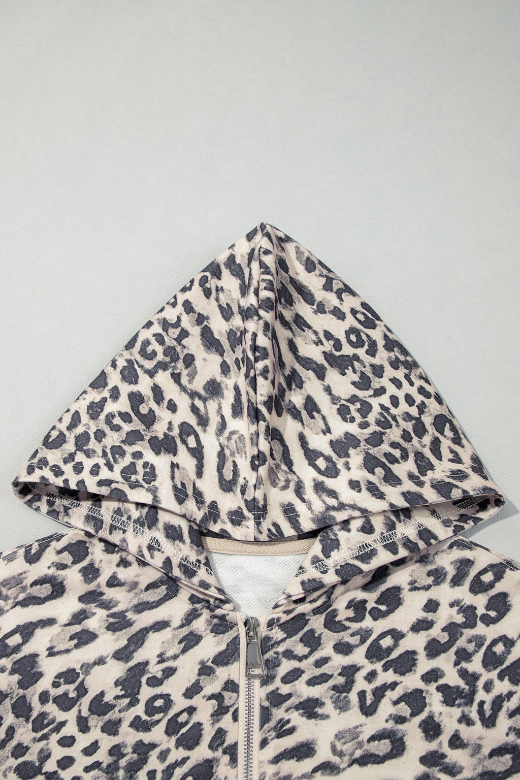 Multicolour Leopard Zip-Up Hooded Drawstring Pant Set
