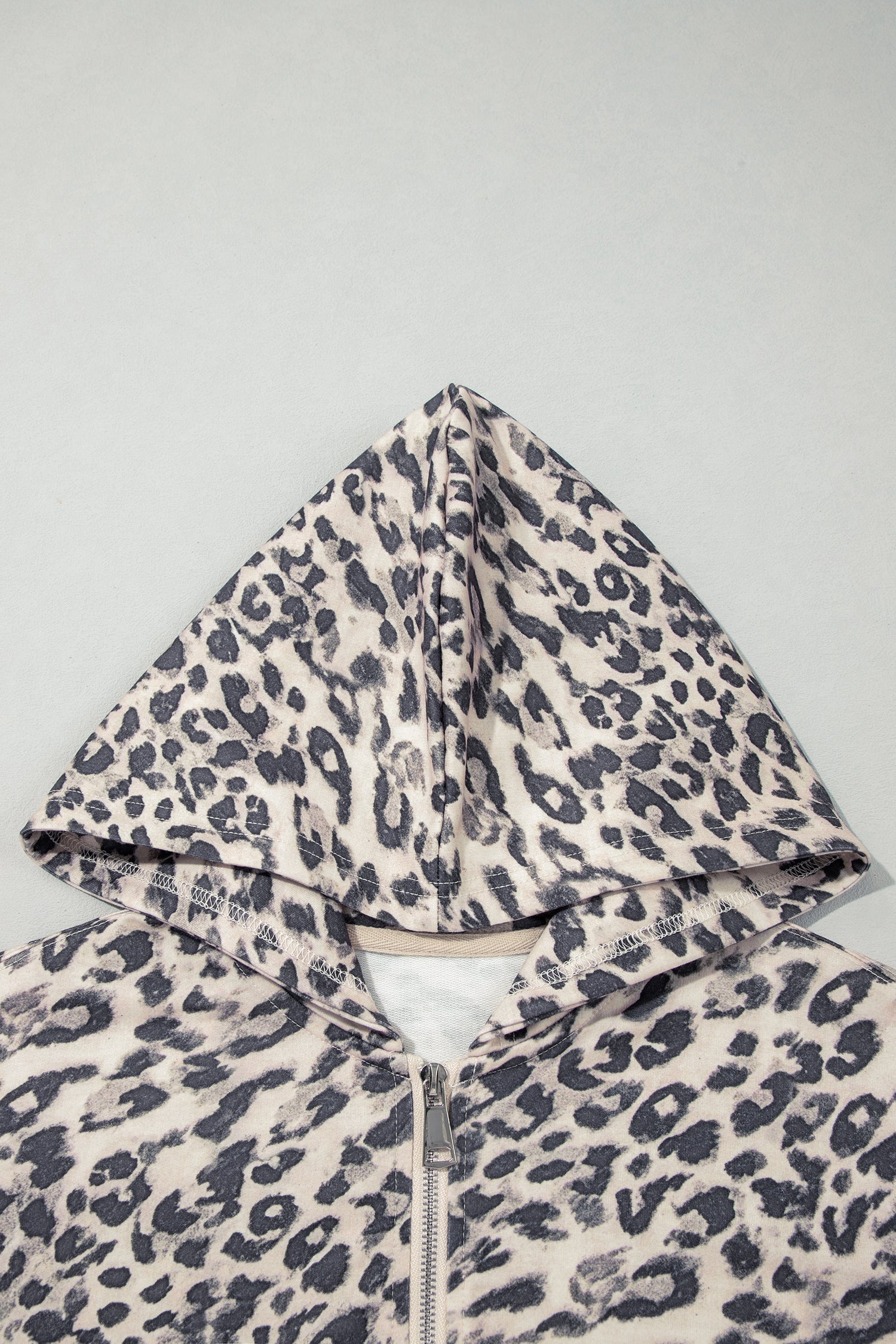Multicolour Leopard Zip-Up Hooded Drawstring Pant Set