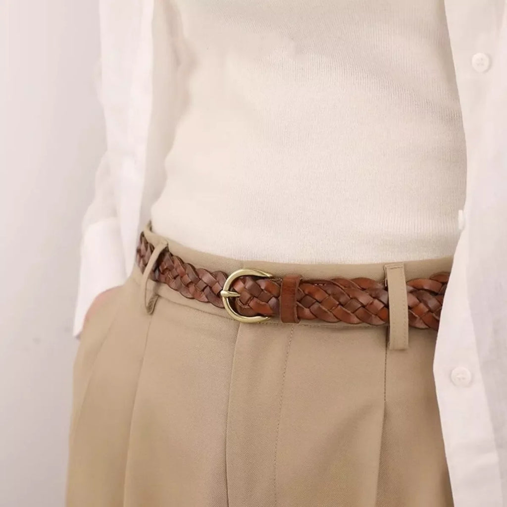 Cowhide Braided Leather Belt