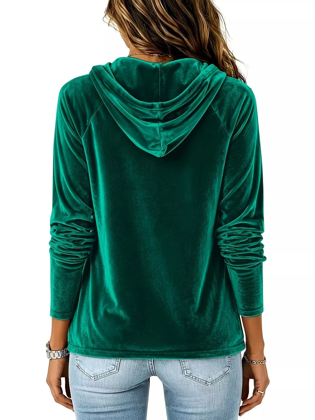 Full Size Velvet Drawstring Long Sleeve Hoodie Plus Size