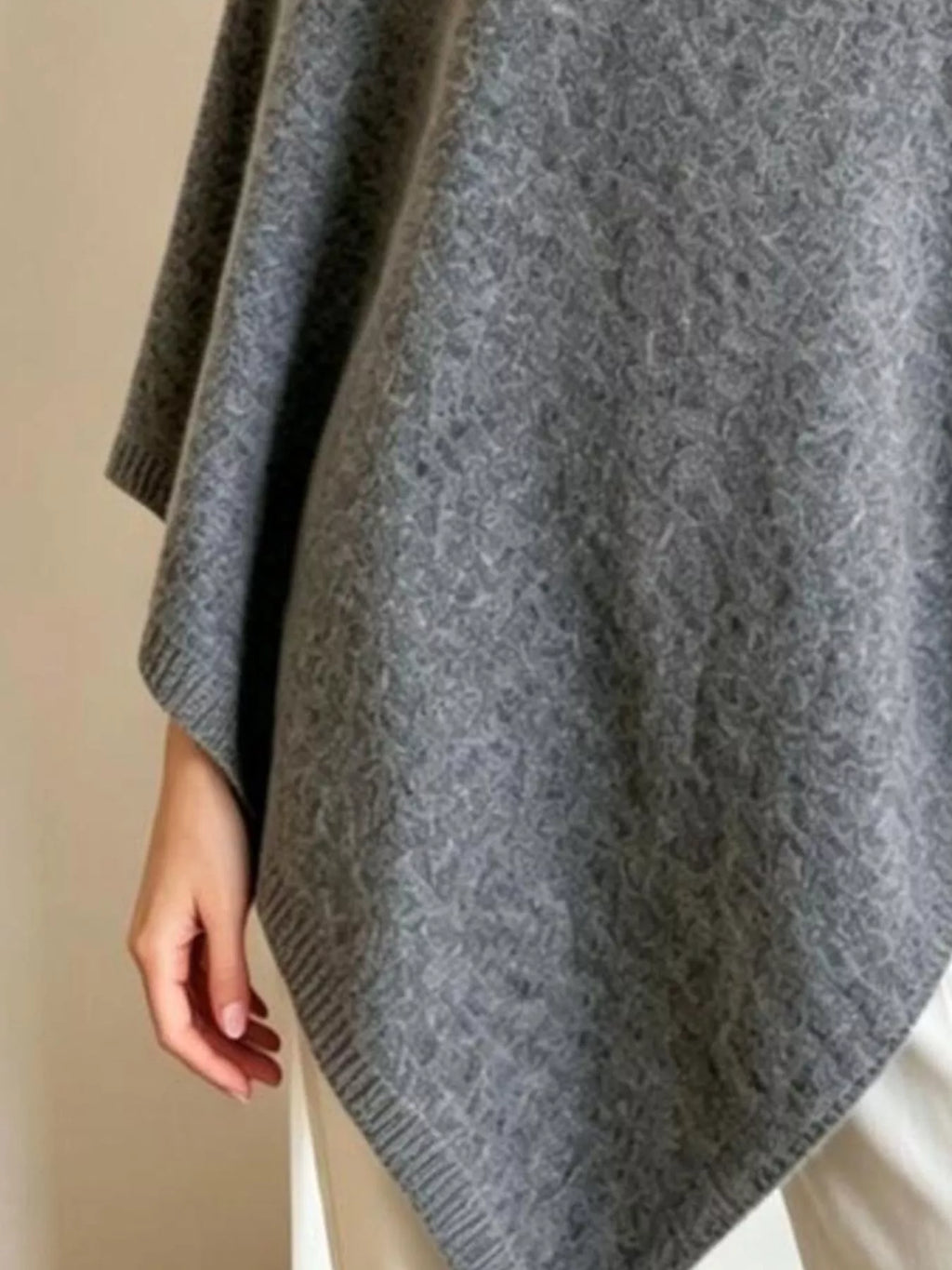 Asymmetrical Hem Knit Poncho