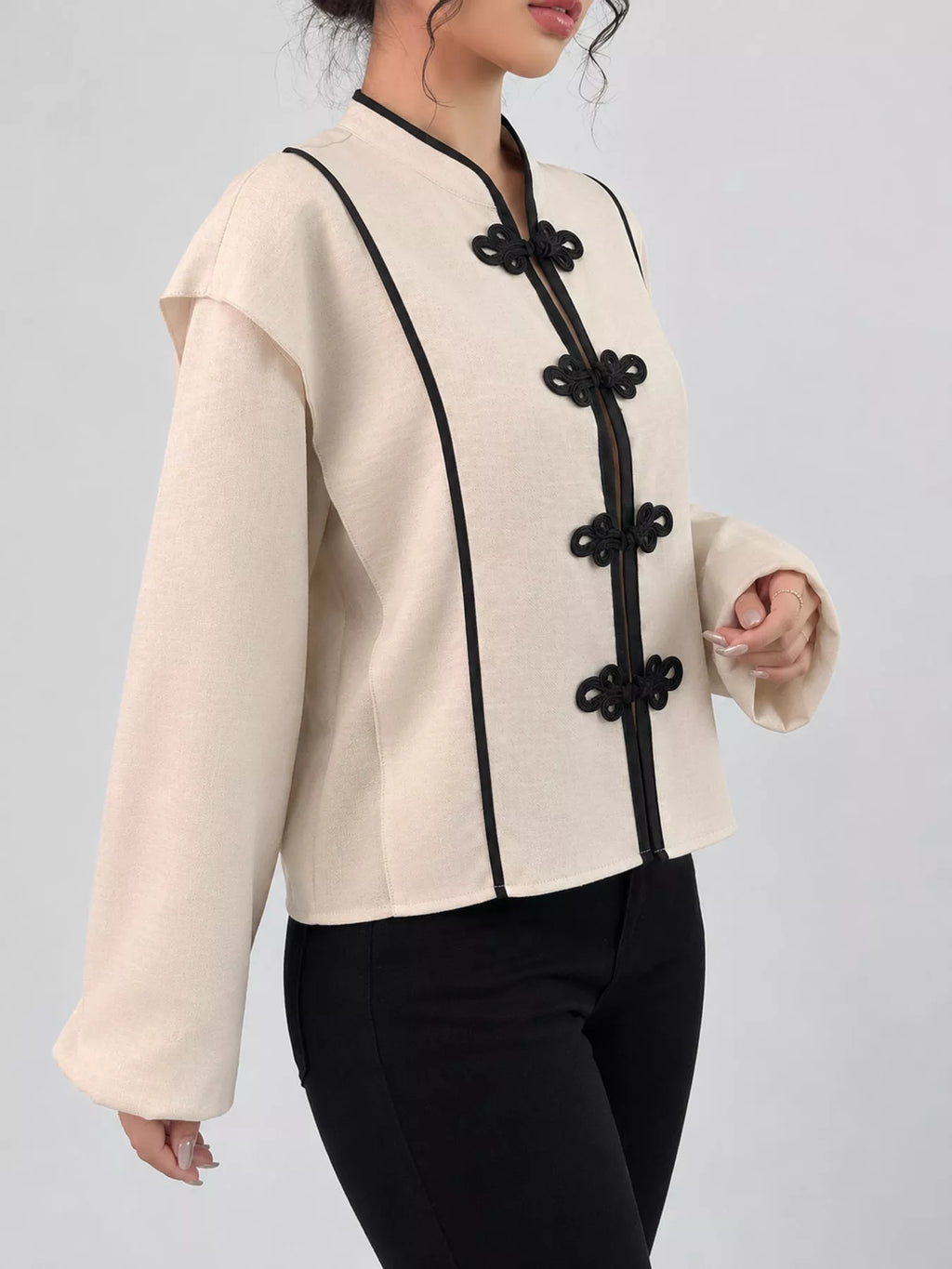Chinese-Style Mandarin Collar Blouse