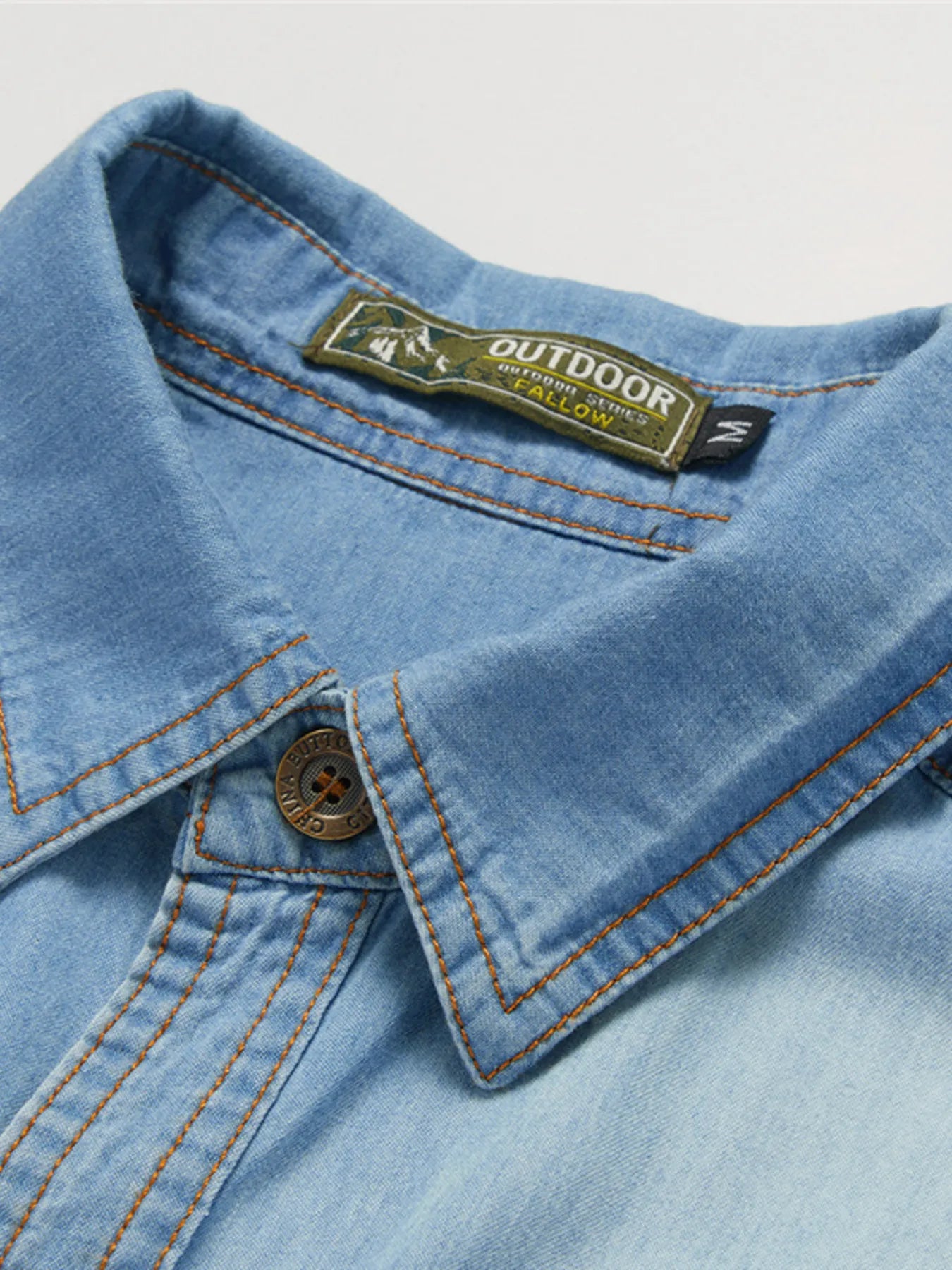Men's Plus Size Vintage Wash Long Sleeve Denim Shirt