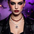 Gothic Skull Bead Double Layered Necklace
