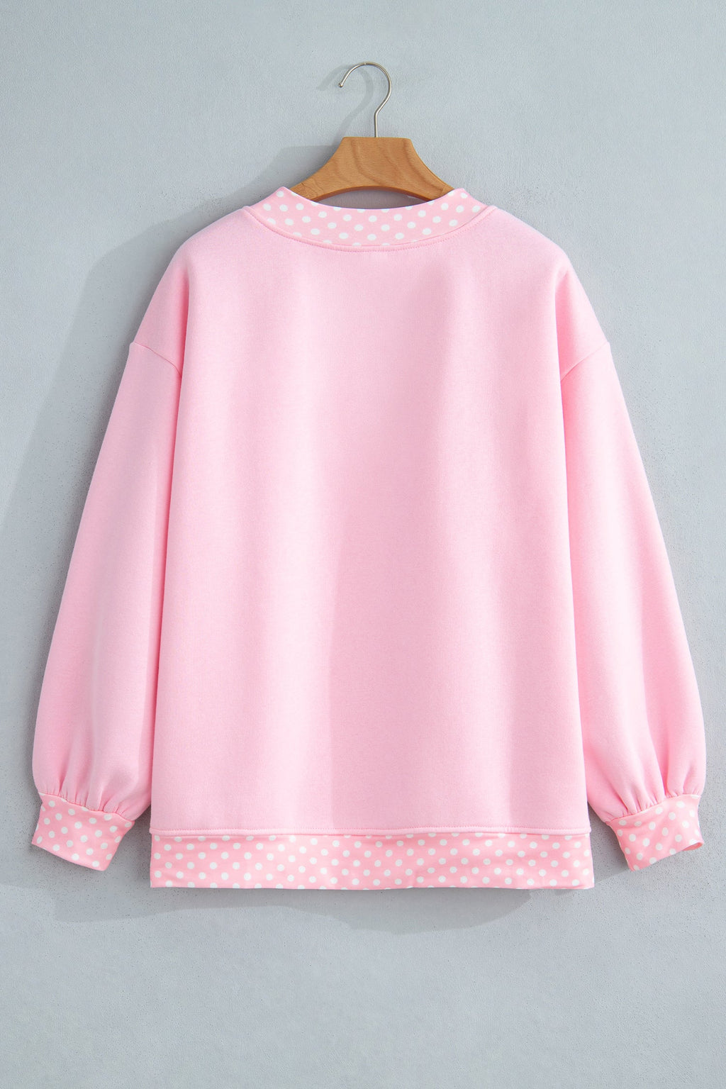 Polka Dot Contrast Trim Mock Neck Sweatshirt