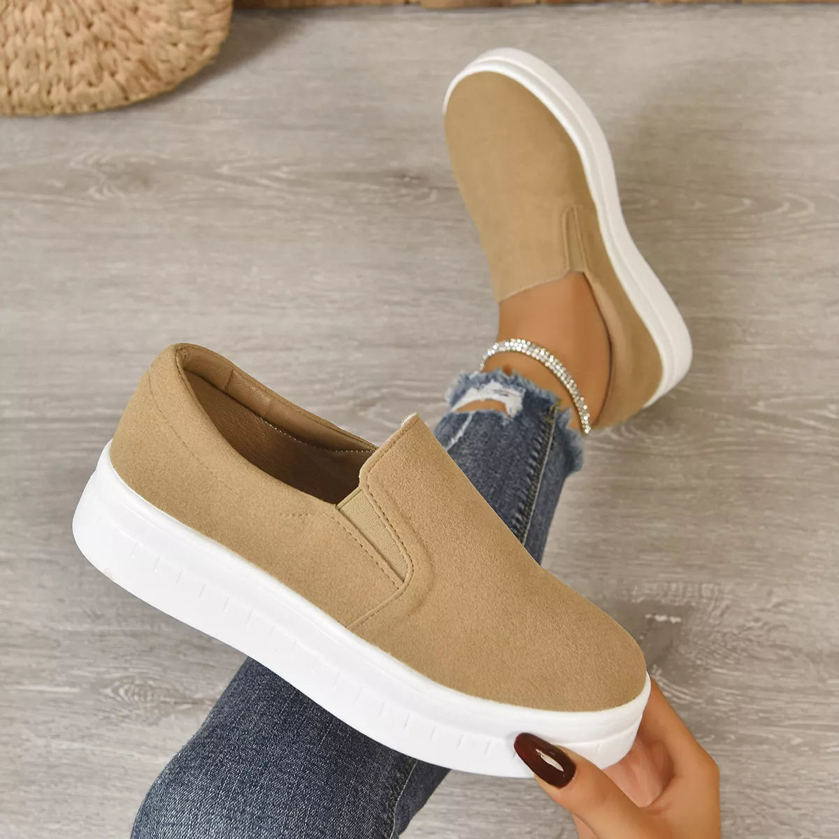 Round Toe Platform Slip-Ons