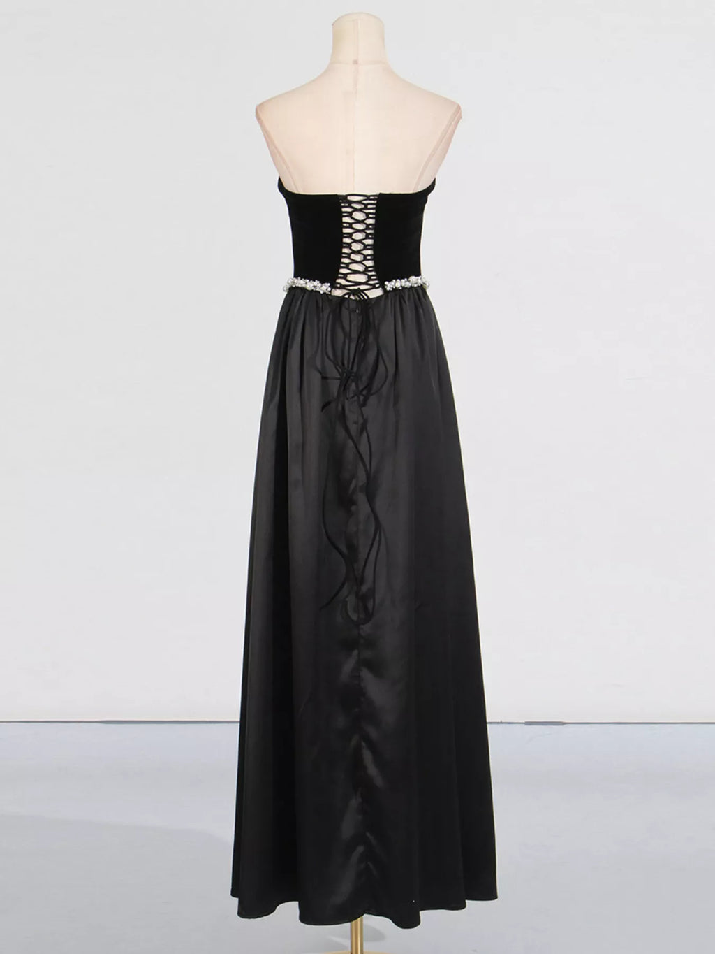 Lace Up Back Tube Maxi Dress