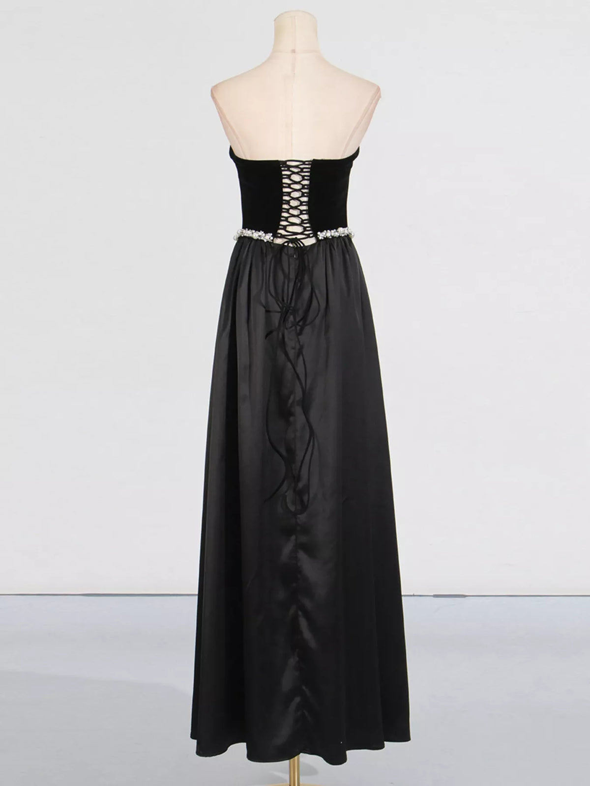 Lace Up Back Tube Maxi Dress