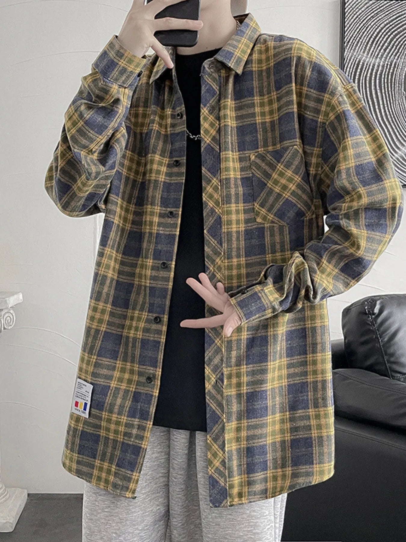 Men's Plus Size Plaid Button Up Shirt