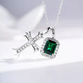 925 Sterling Silver Zircon Geometric Cross Necklace