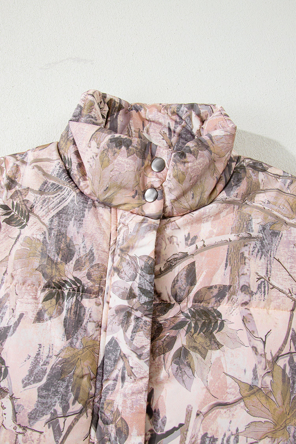 Woodland Camo Collared Sleeveless Puffer Vest