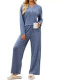 Ribbed Knit Top and Wide-Leg Pants Set