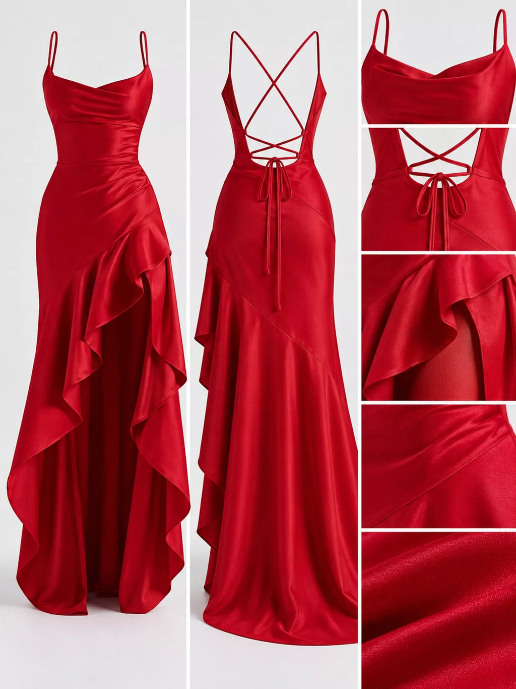 High-Low Ruffle Hem Evening Dress