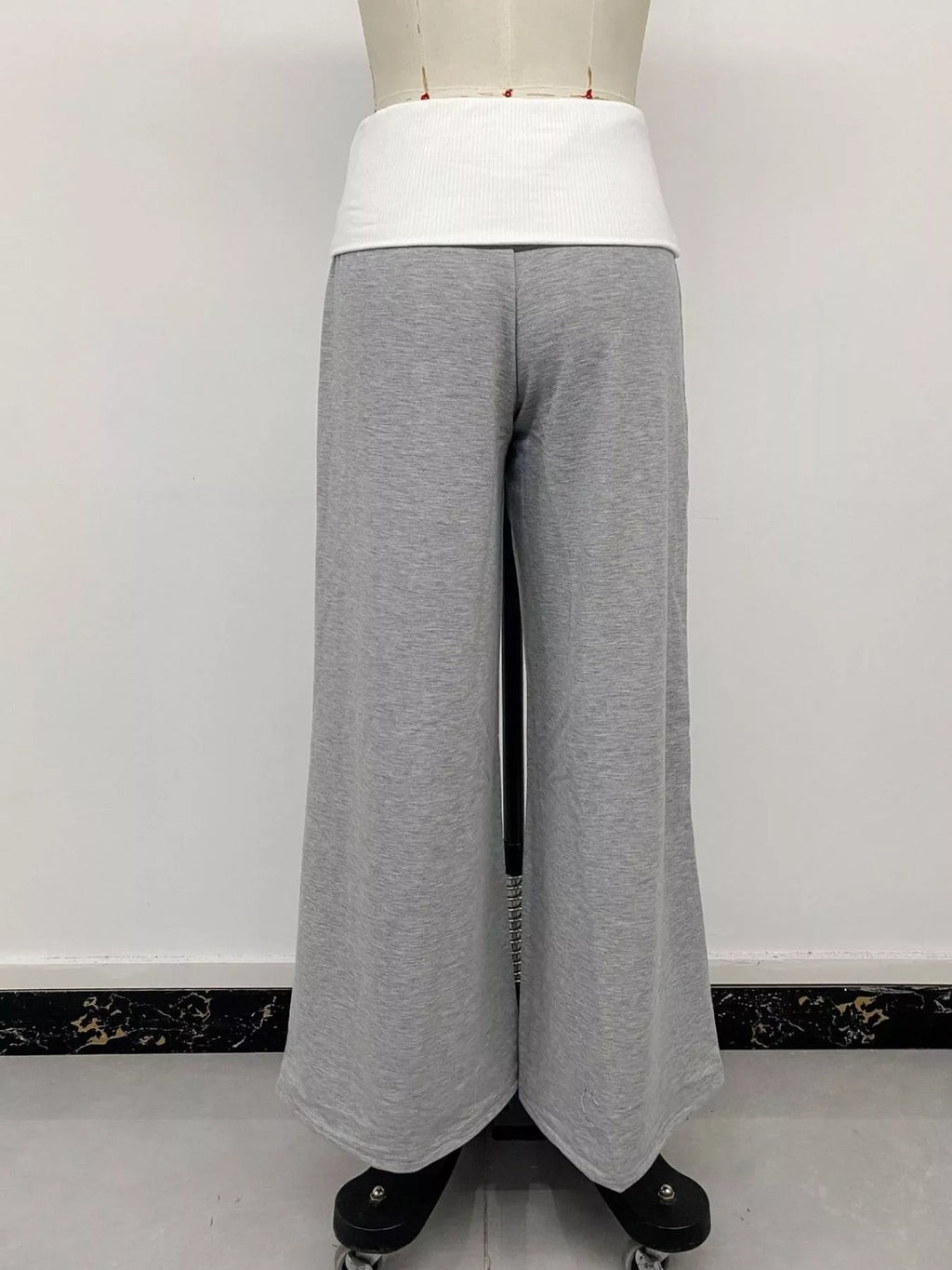 High-Waisted Wide-Leg Contrast Pants