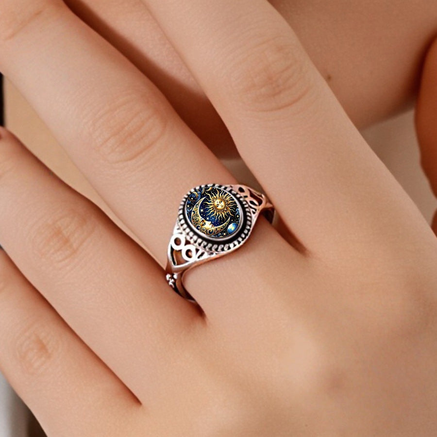 Retro Starry Print Ring For Women