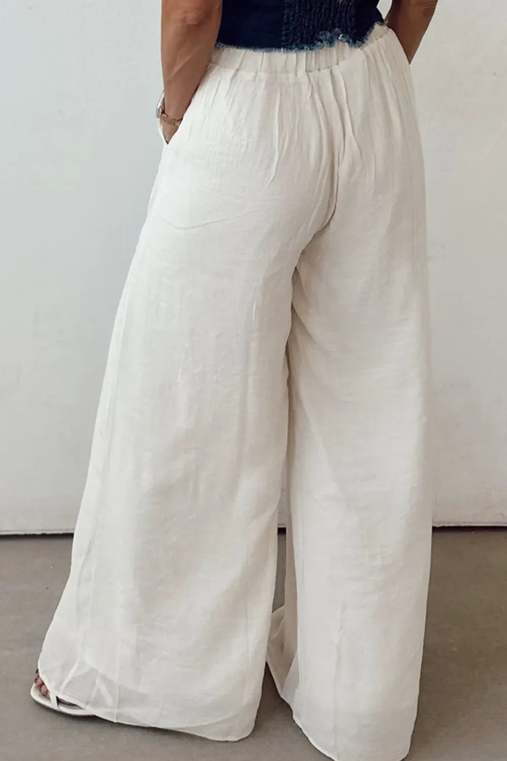 Tie Waist Pleated Wide Leg Pants