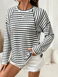 Casual Striped Raglan Sleeve Long-Sleeve T-Shirt