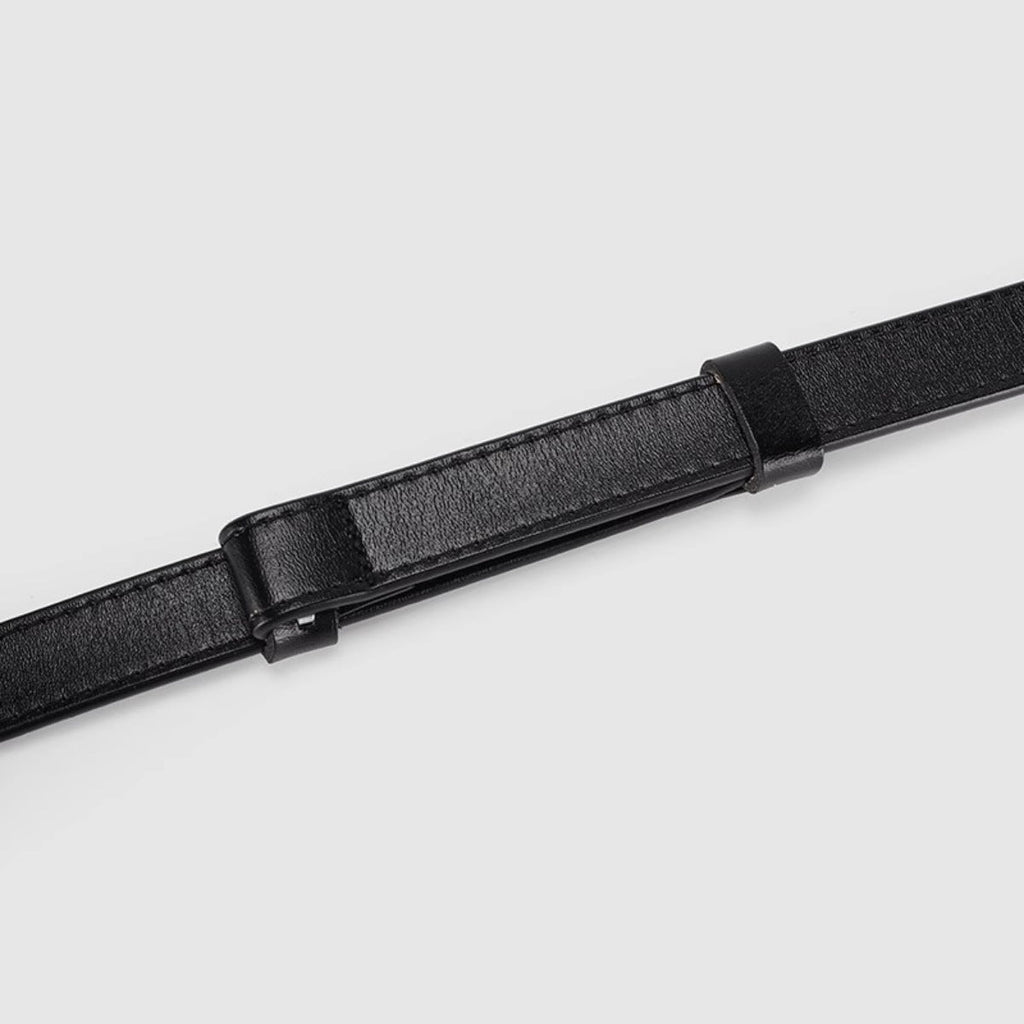 Skinny Leather Belt with Gold Buckle