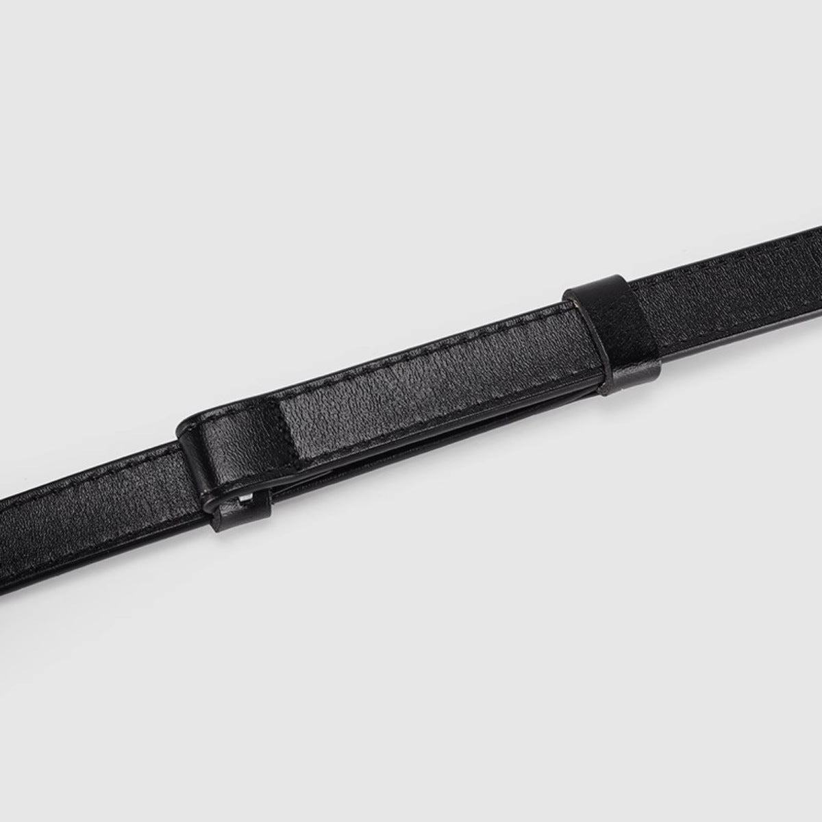 Skinny Leather Belt with Gold Buckle