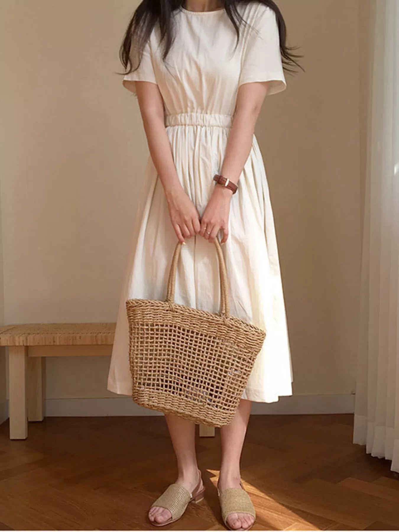 Woven Straw Handbag