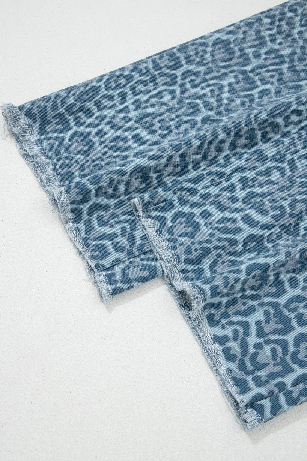 Leopard Frayed Edge High Waist Wide Leg Jeans