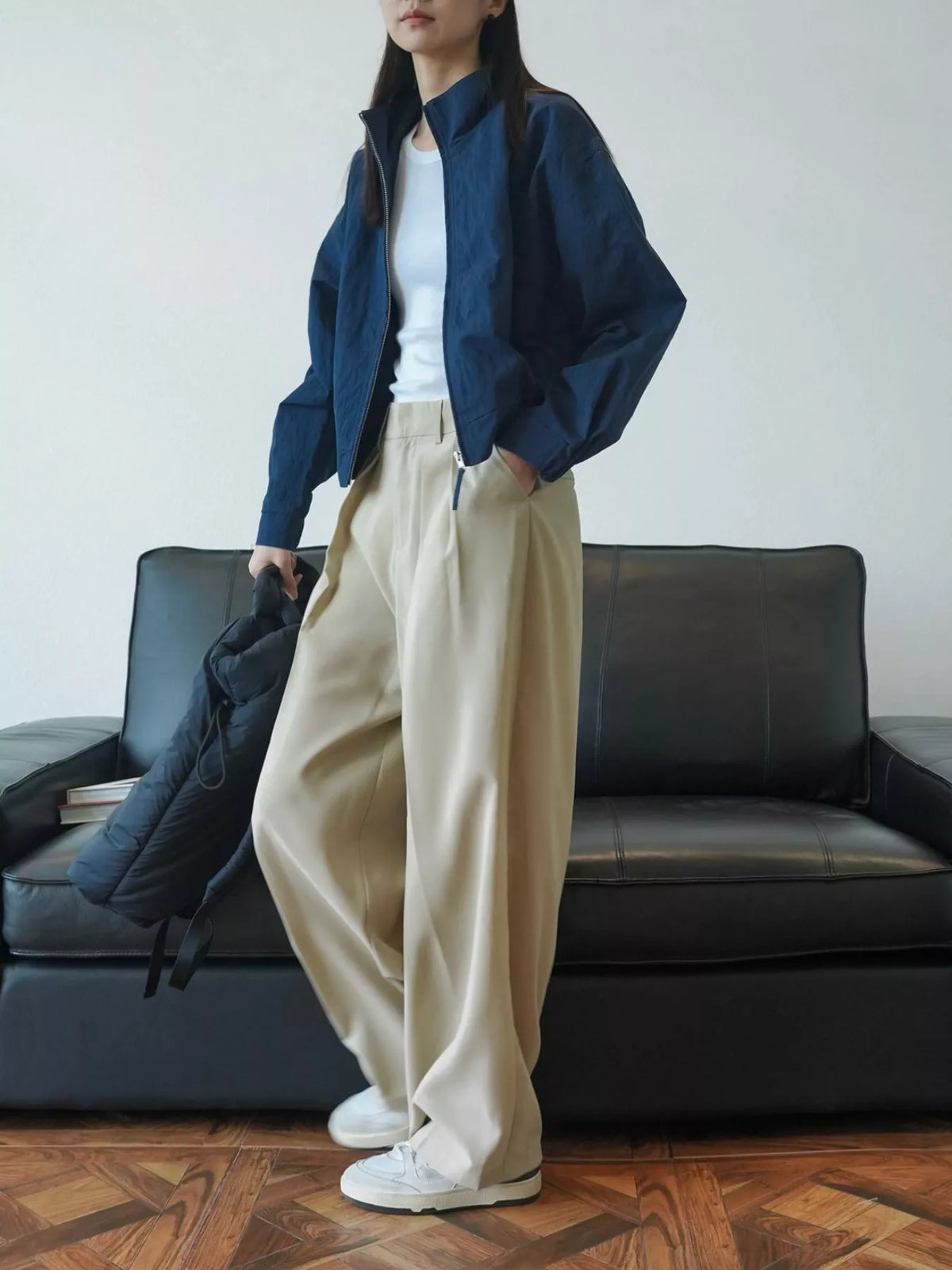 High-Waisted Pleated Wide-Leg Pants