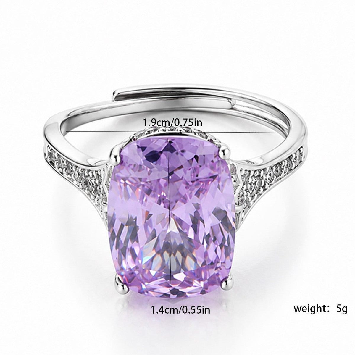 High End Nest Cut Kunzite Ring For Women, Micro Pave Full Diamond Setting Queen Style Statement Finger Ring
