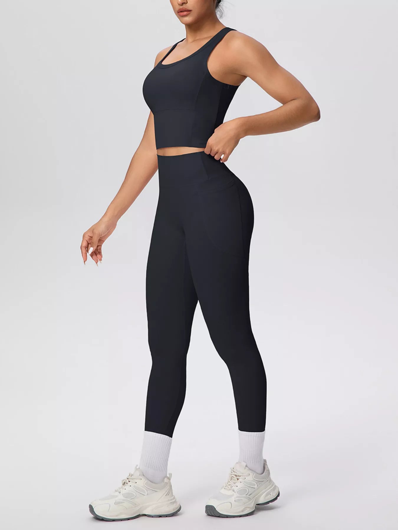 Scoop Neck Tank and High-Waisted Leggings Active Set