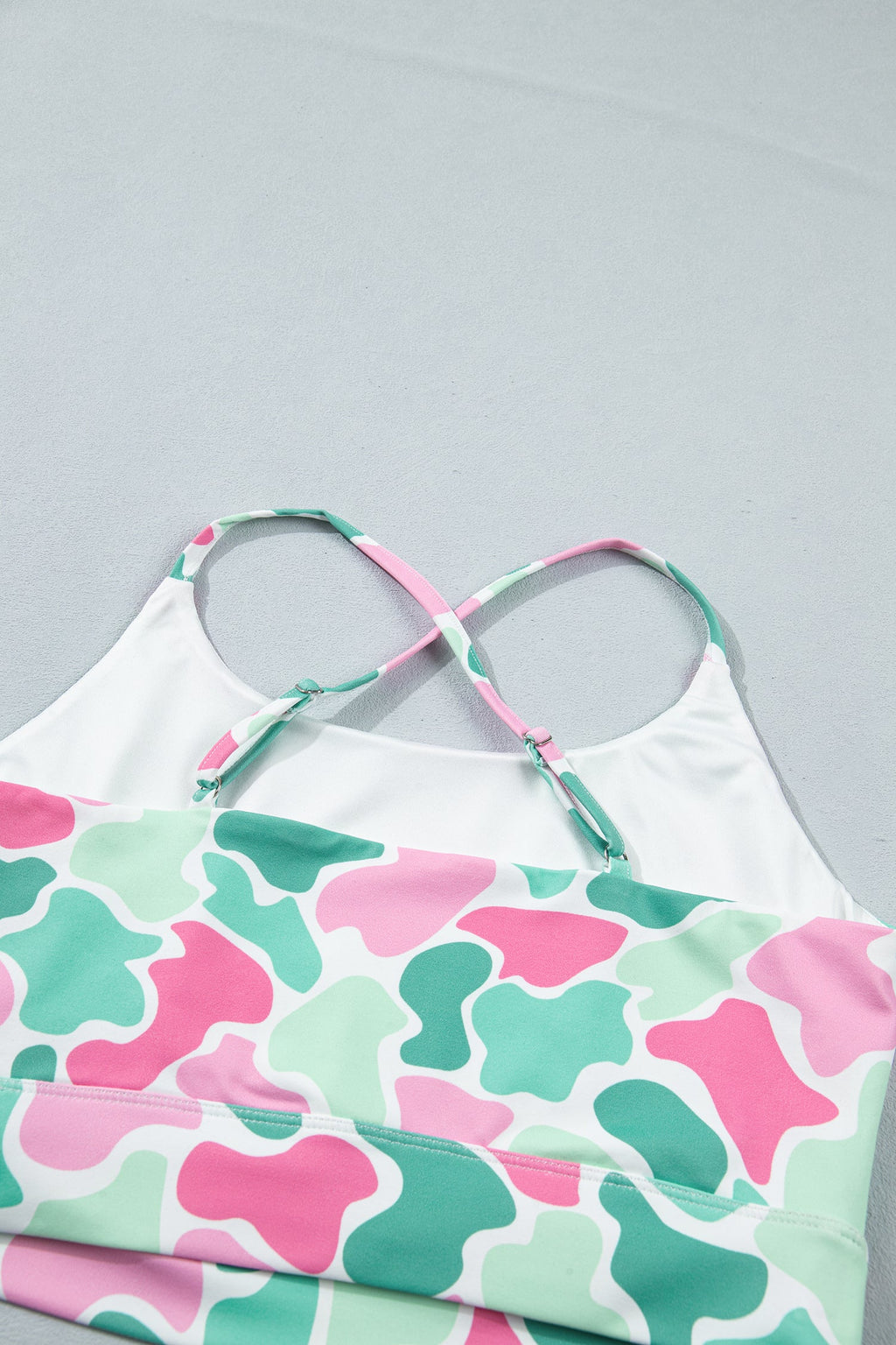 Green Camouflage Printed Cropped Tank Athleisure 2pcs Short Set