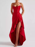 High-Low Ruffle Hem Evening Dress