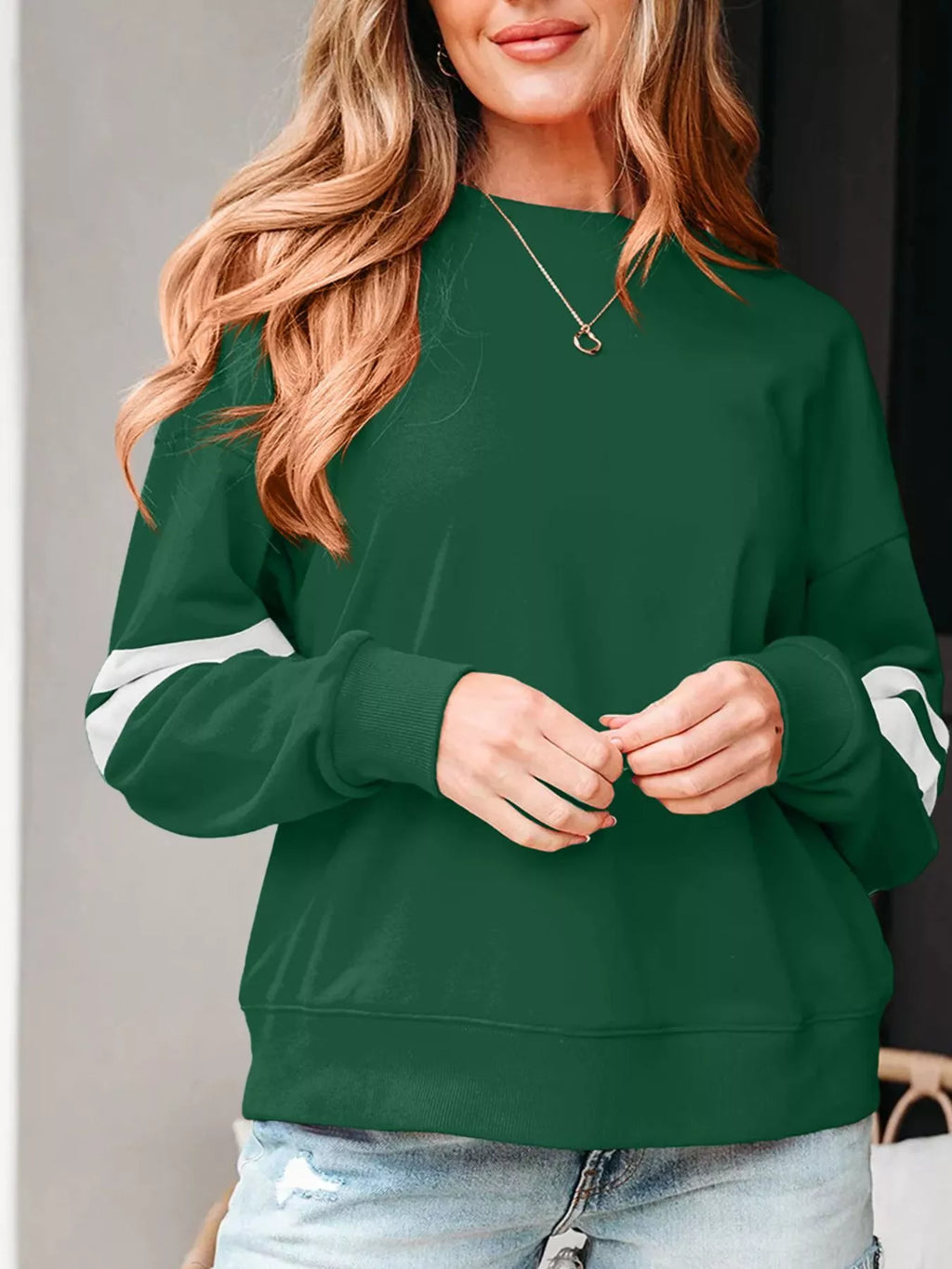 Striped Dropped Shoulder Sweatshirt