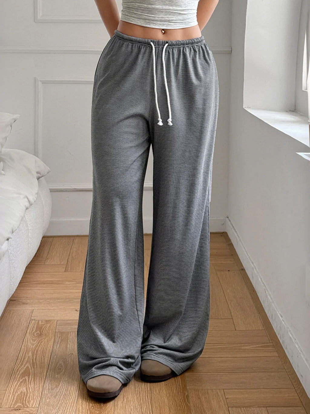 Drawstring Wide Leg Pants