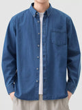 Men's Full Size Button-Down Denim Shirt Plus Size