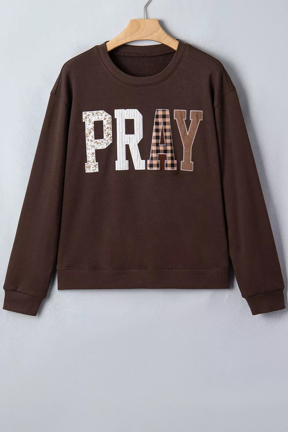 Plaid 'PRAY' Crew Neck Sweatshirt