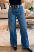 Sky Blue Tailored Seam Detail Womens Shift Jeans