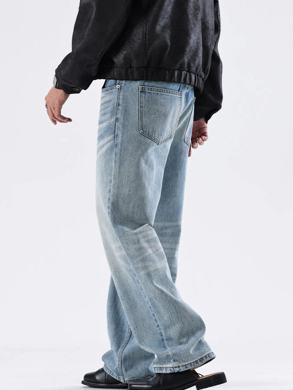Men's Full Size Washed Wide Leg Jeans Plus Size