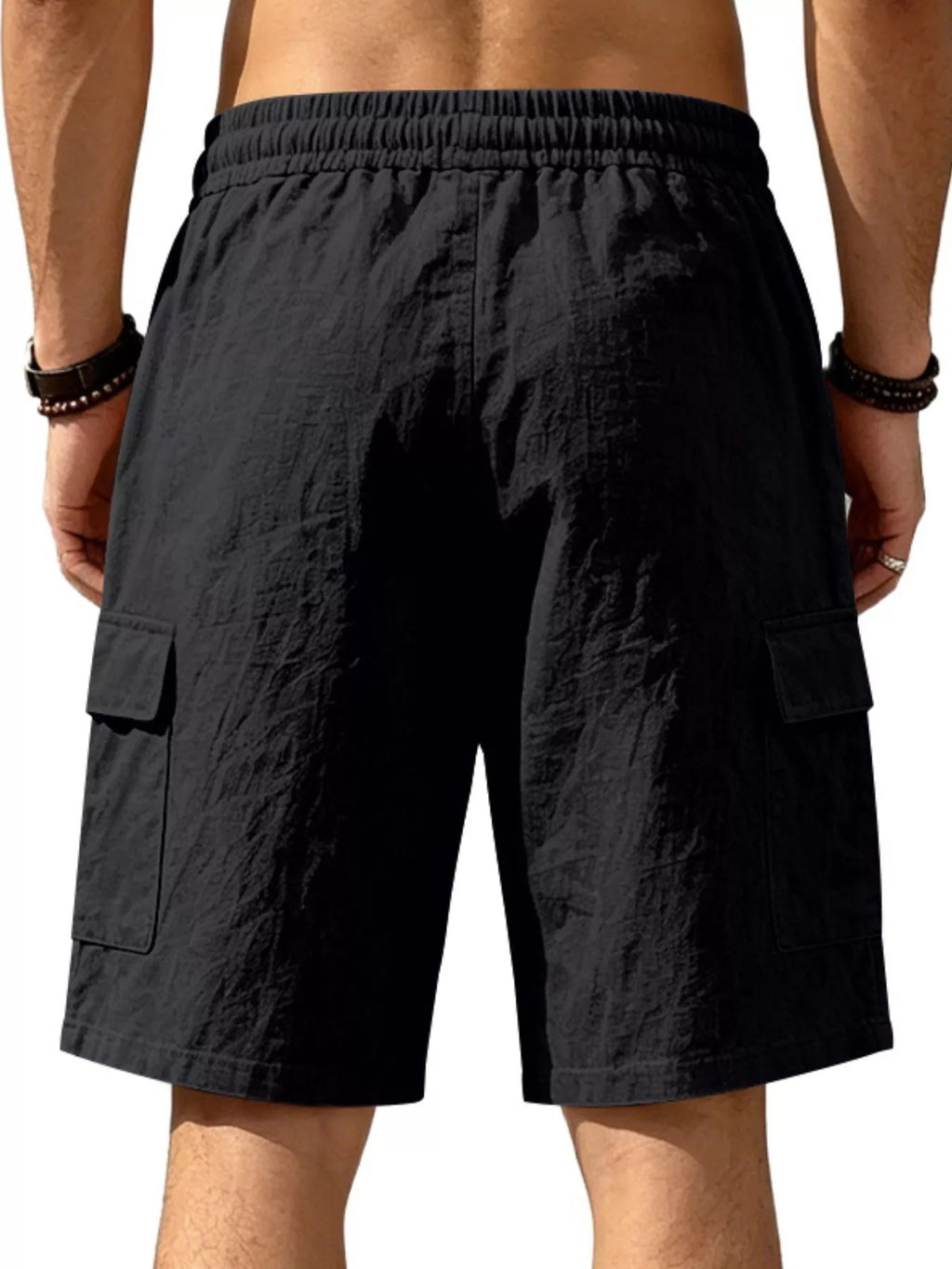 Men's Plus Size Casual Cargo Shorts with Drawstring Waist