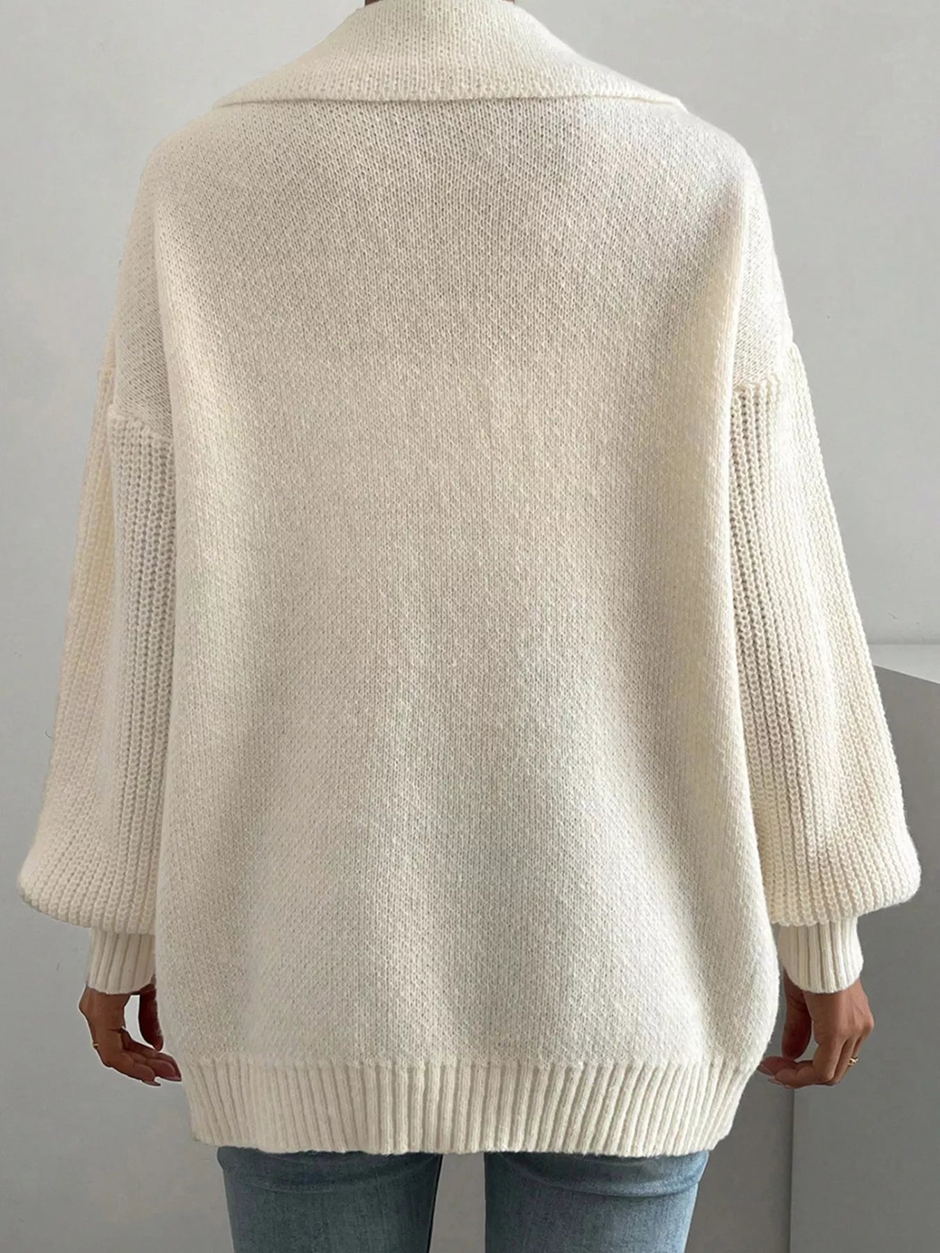 Solid Color Knit Lapel Collar Single Button Sweater Cardigan