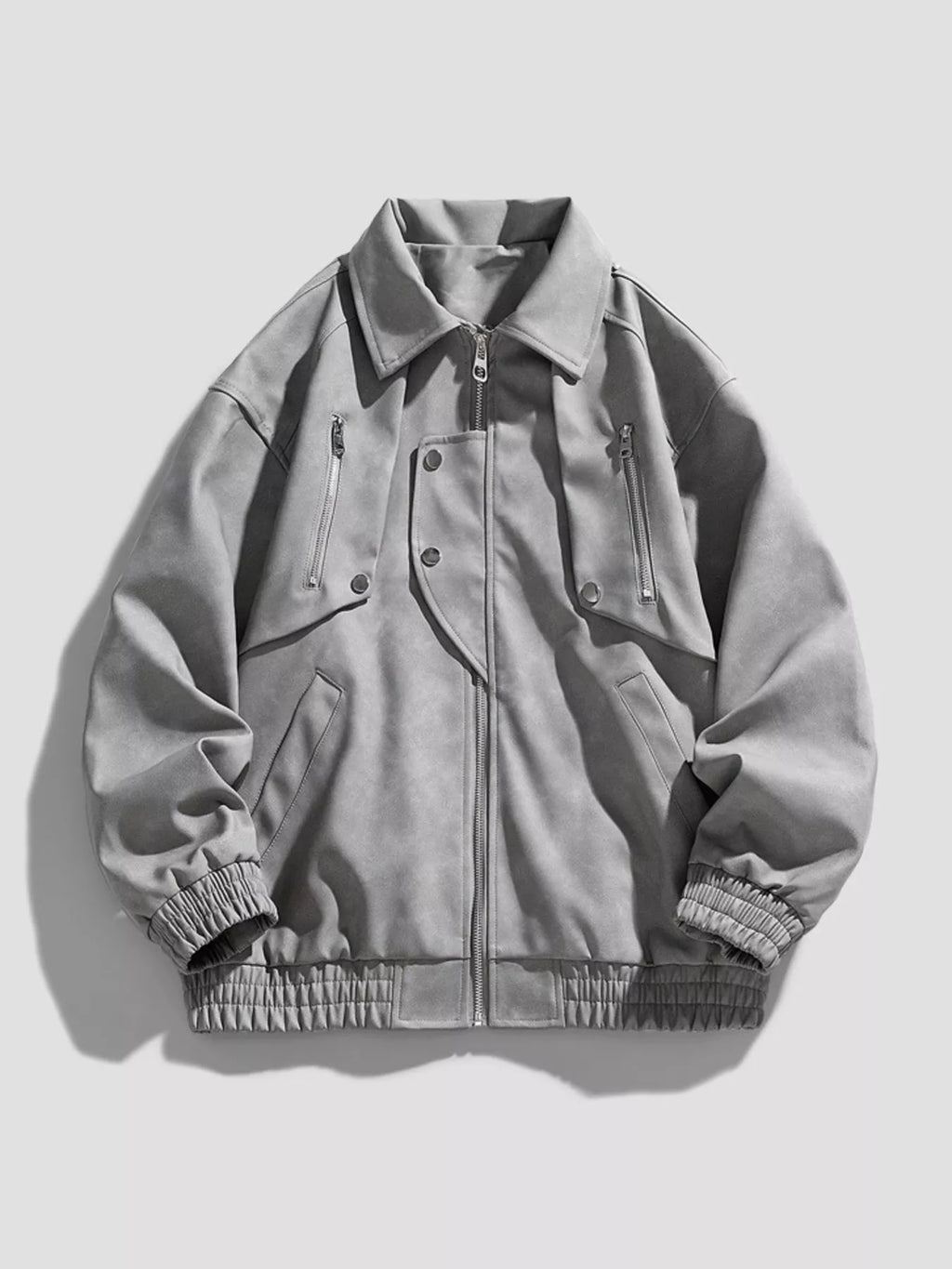Men's Plus Size Zip-Up Collared Neck Jacket