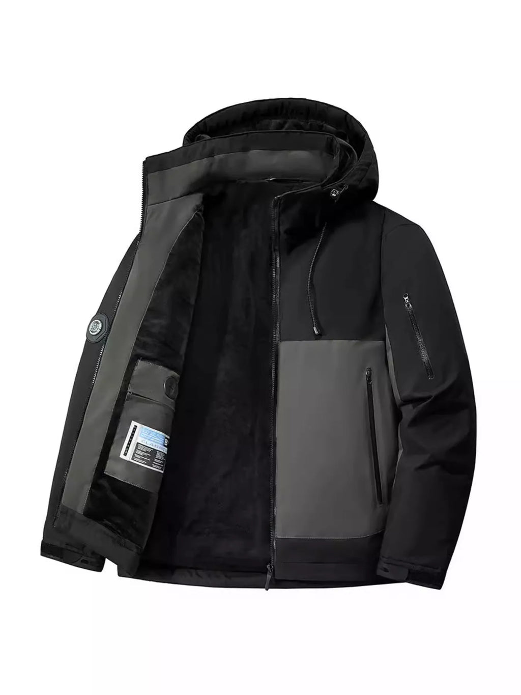 Men's Plus Size Hooded Color Block Windproof Jacket