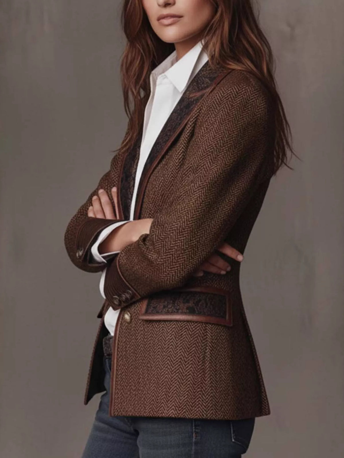 Full Size Lapel Collar Slim Fit Blazer Plus Size
