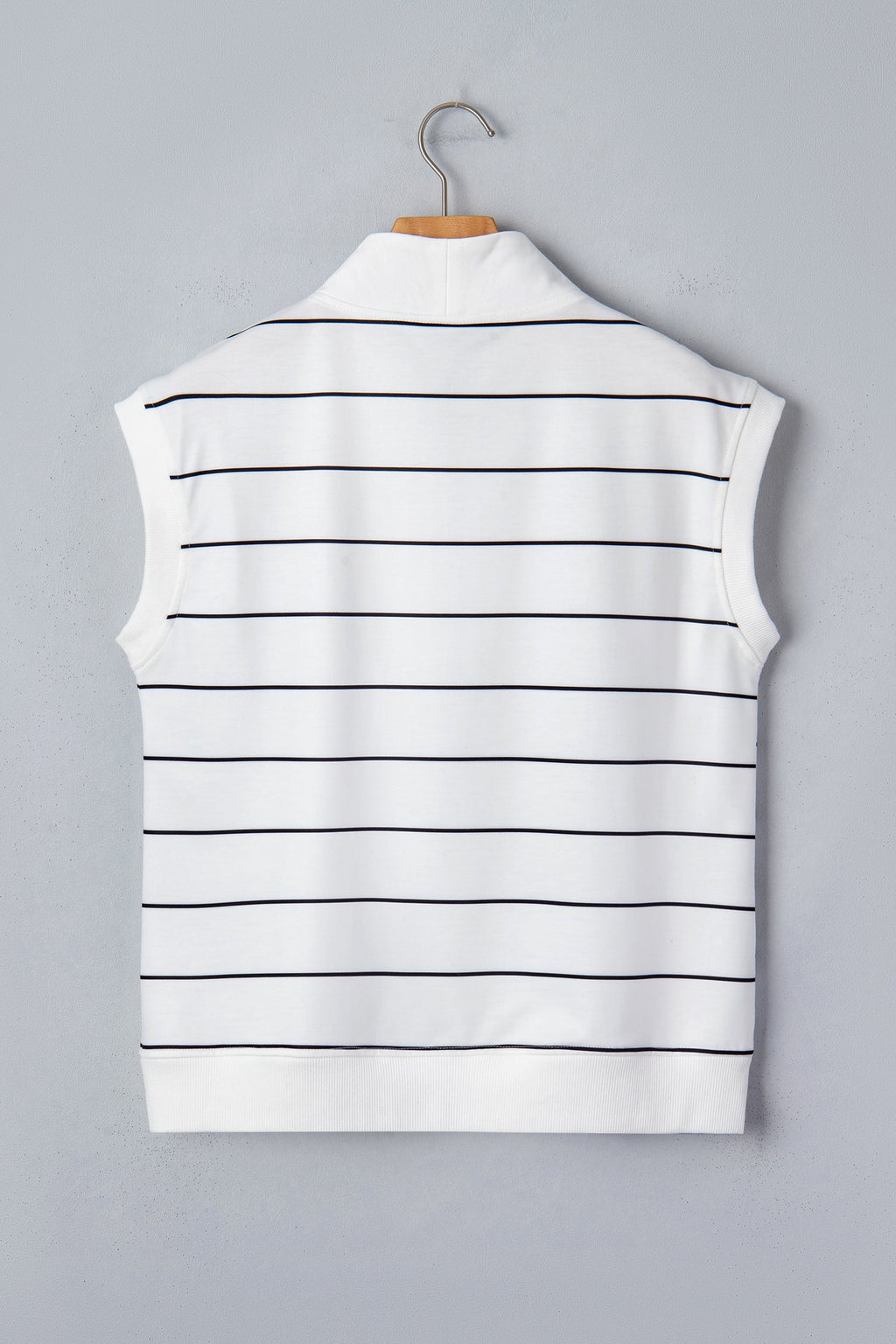 Stripe Colorblock Half Zip V-Neck Sleeveless Top