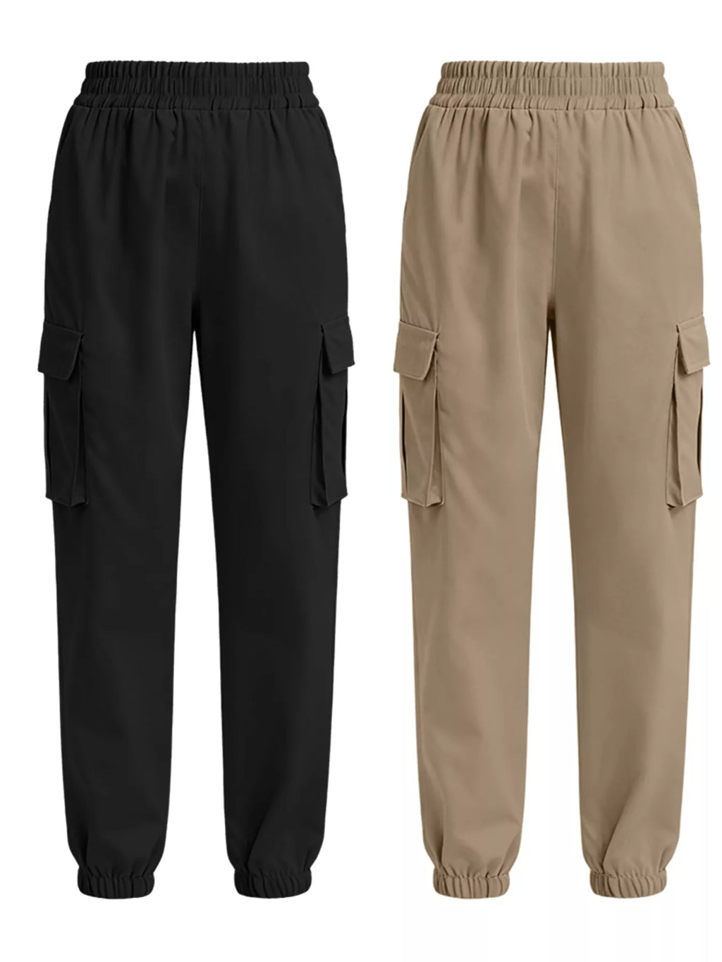 2 Piece Elastic Waist Cargo Pants