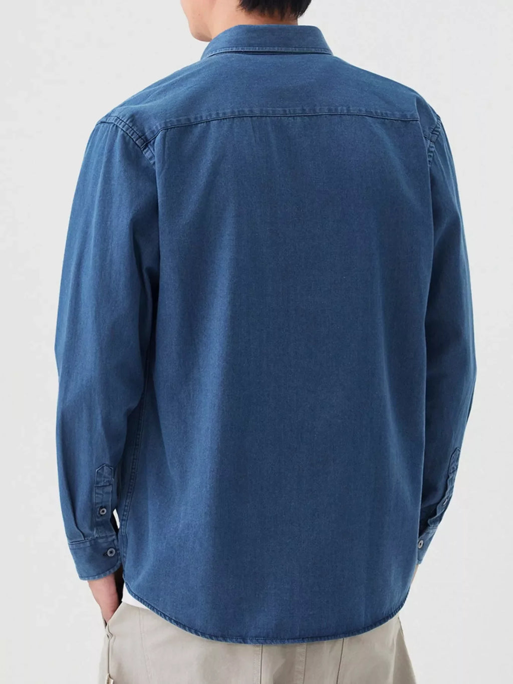 Men's Full Size Button-Down Denim Shirt Plus Size